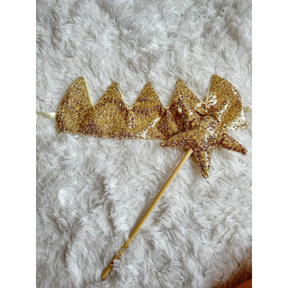 Gold Twinkly Crown & Wand Set