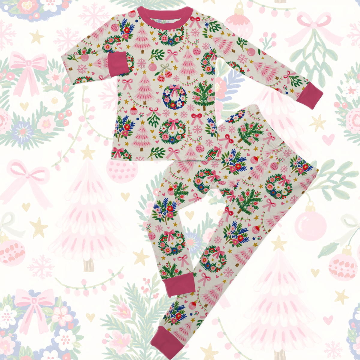 Pink Yultide Pyjamas