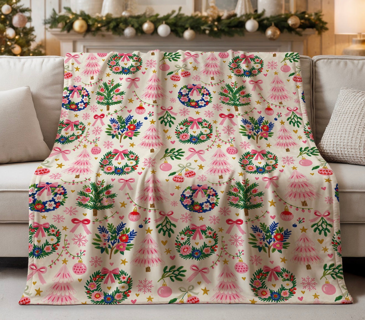 Pink Yuletide Blanket