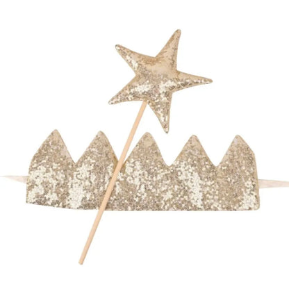 Gold Twinkly Crown & Wand Set