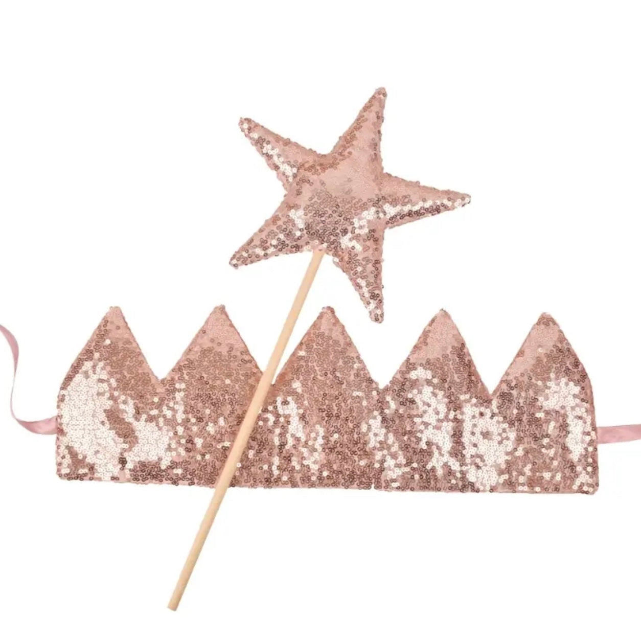 Rose Gold Twinkly Crown & Wand Set