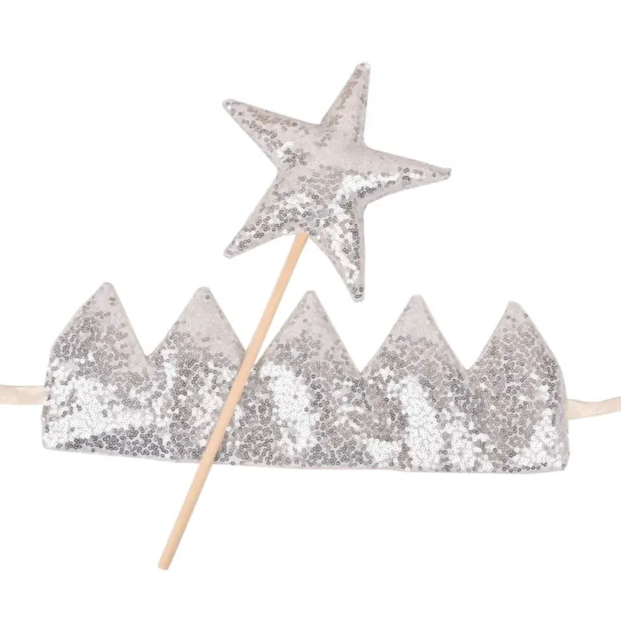 Silver Twinkly Crown & Wand Set