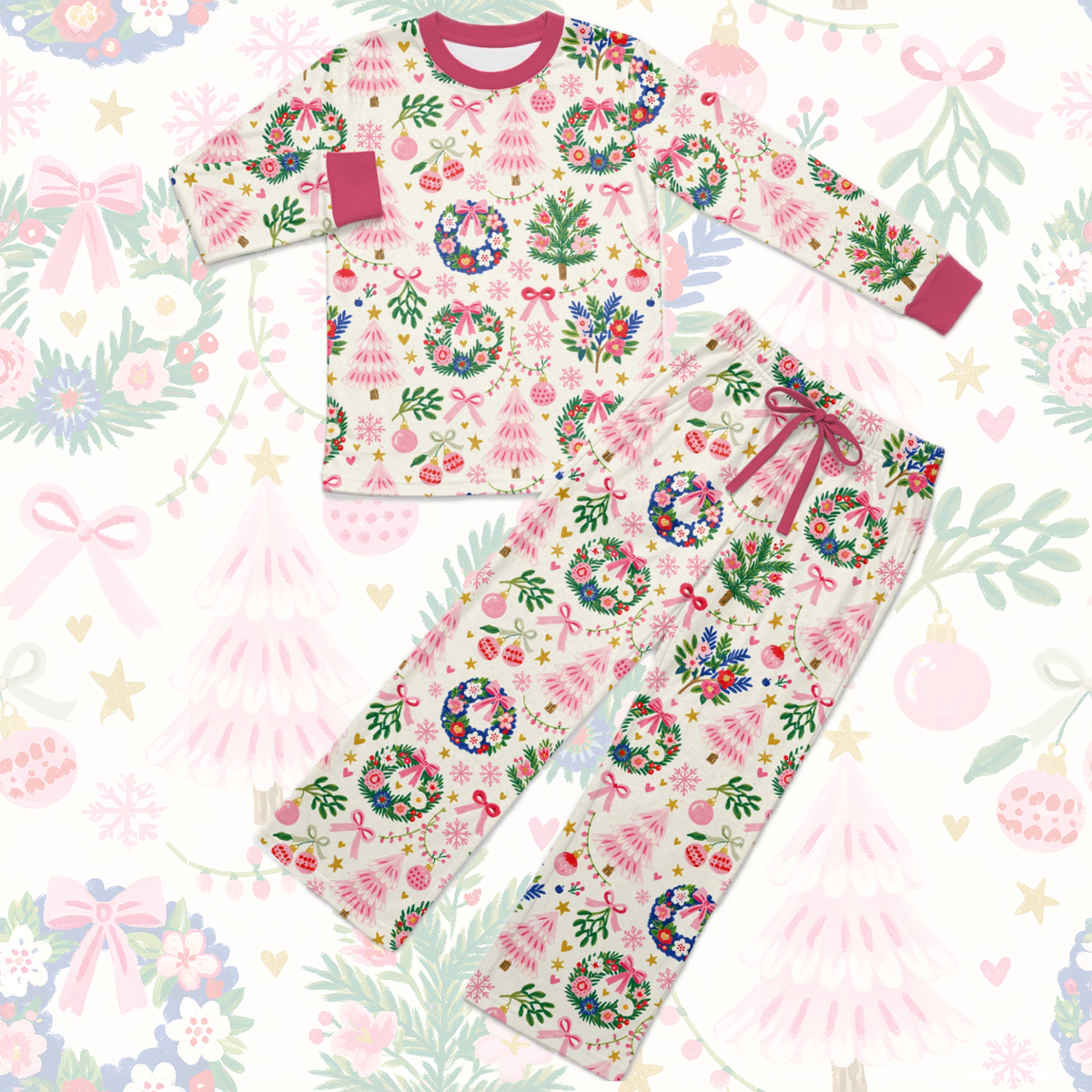 Adult Pink Yuletide Pyjamas
